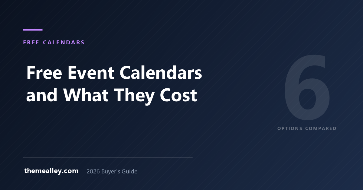 Free WordPress event calendar plugins compared on ticketing, transaction fees and upgrade prices