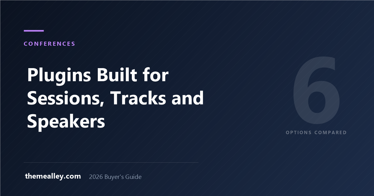 WordPress conference plugins compared on speaker management, tracks, rooms and check-in